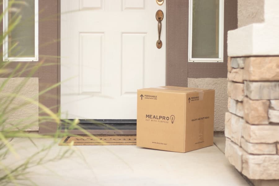 A package waiting at a front door
